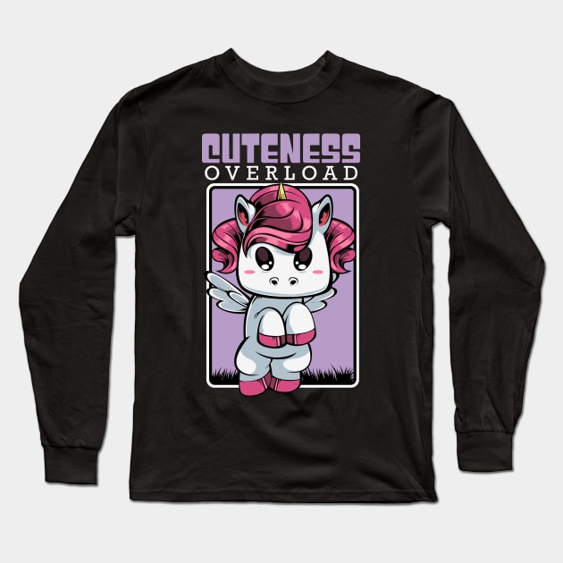 Unicorn - Cuteness Overload - Cute Kawaii Long Sleeve T-Shirt by Lumio Gifts